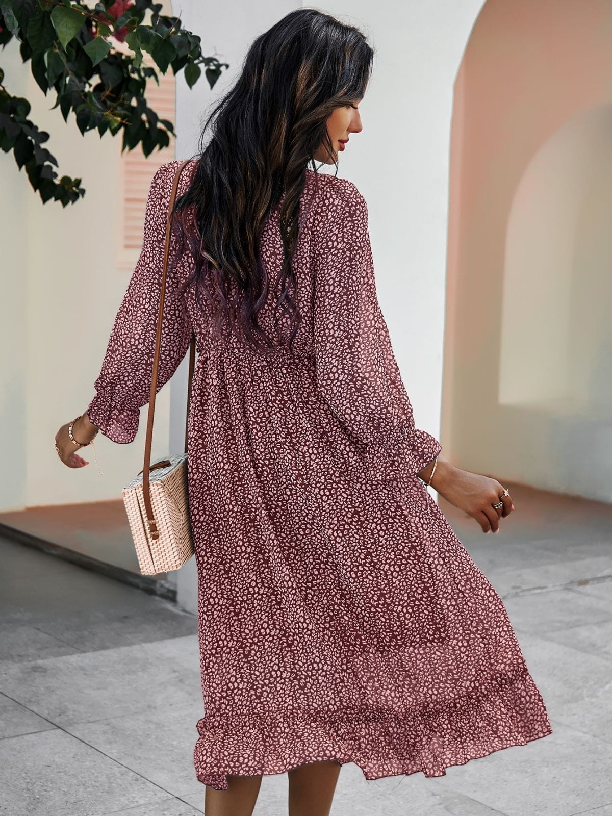 Ruffle Dot Print Dress