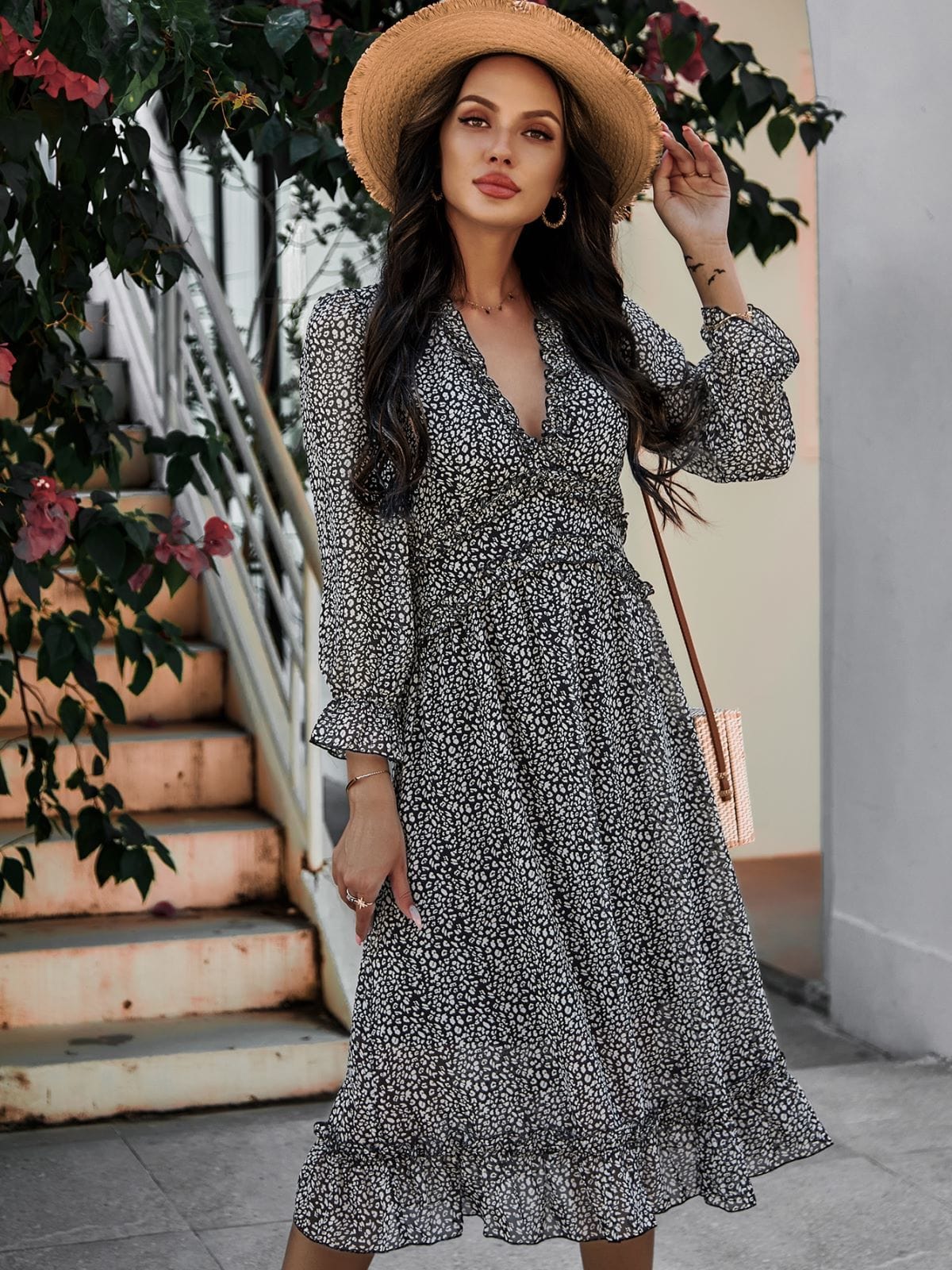 Ruffle Dot Print Dress