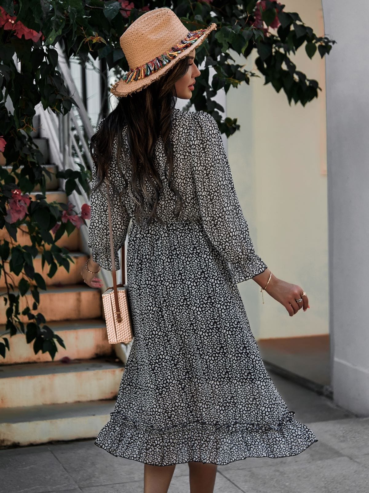 Ruffle Dot Print Dress