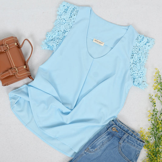 Lace Pleated Tank Blouse