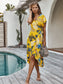 Tropical Print Summer Wrap Dress