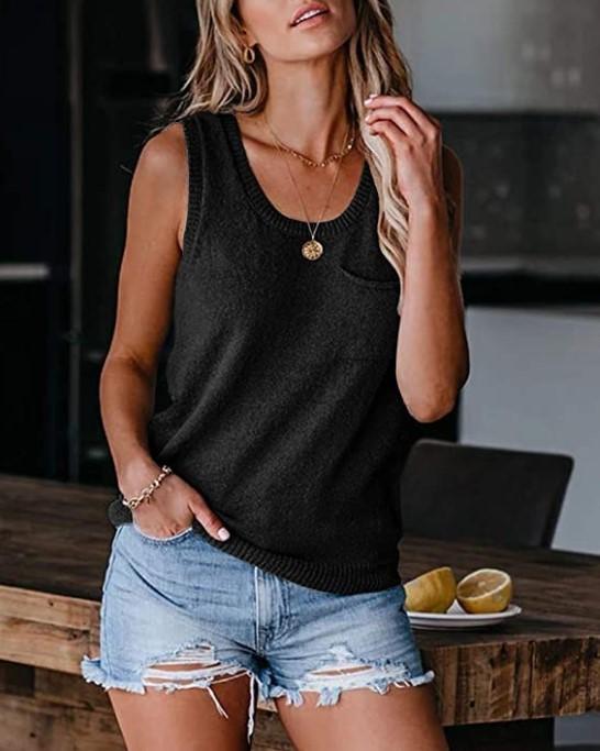 Button Back Knitted Tank