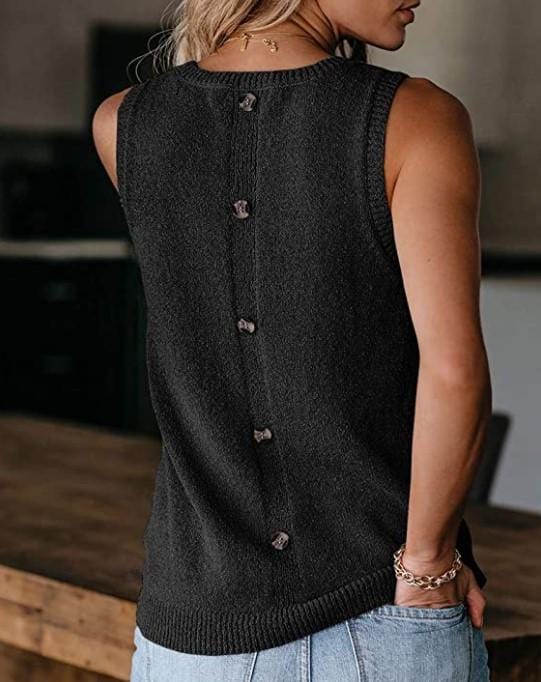 Button Back Knitted Tank