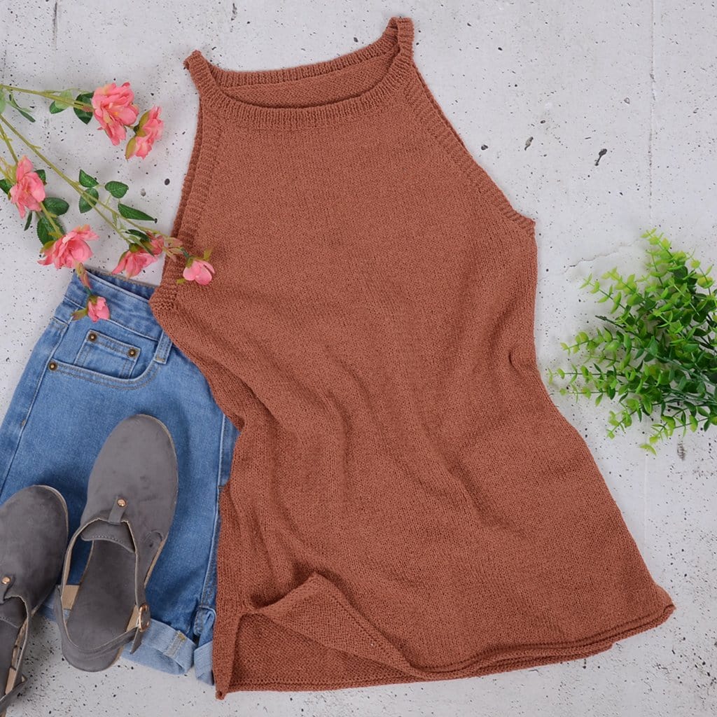 Long Knit Slit Tank