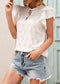 Eyelet Ruffle Sleeve Tie Blouse