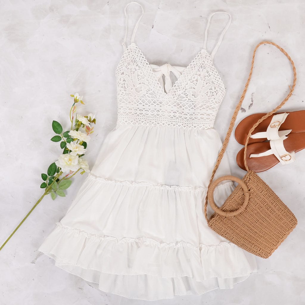 Tie Back Crochet Lace Dress