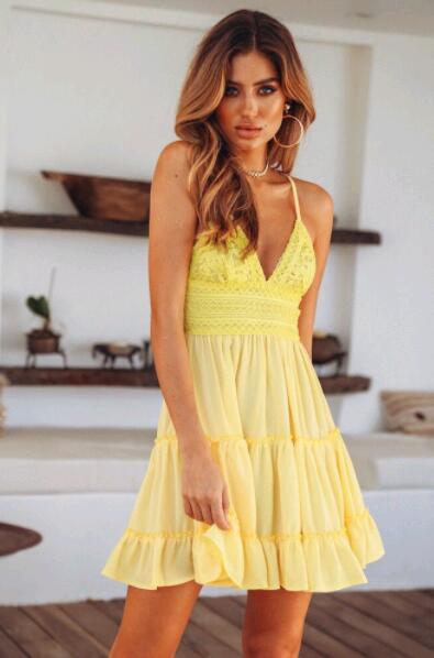 Tie Back Crochet Lace Dress