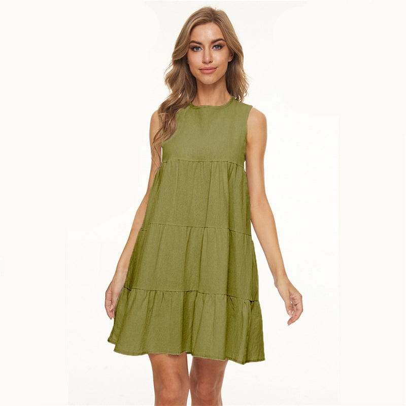 Round Neck Tiered Shift Dress