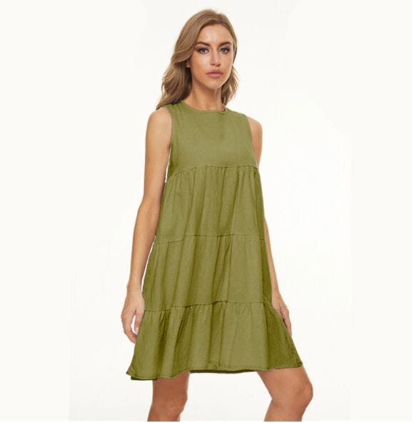 Round Neck Tiered Shift Dress