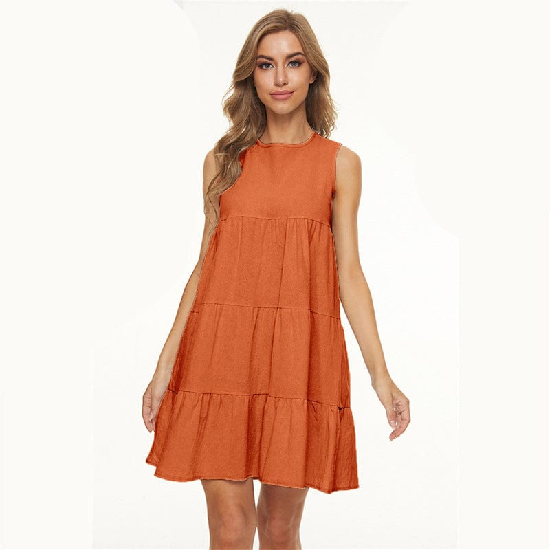 Round Neck Tiered Shift Dress