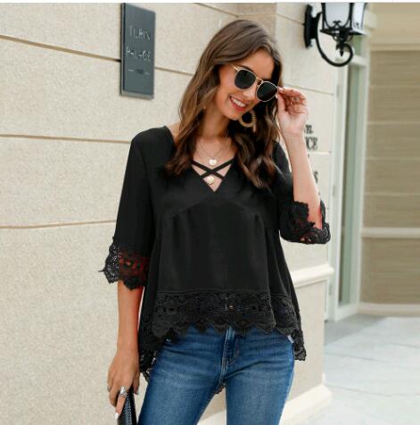 Relaxed Lace Flared Tunic Top