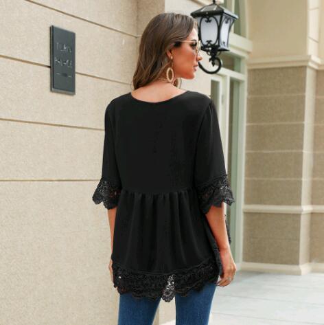 Relaxed Lace Flared Tunic Top