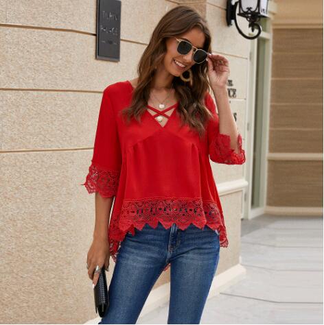 Relaxed Lace Flared Tunic Top