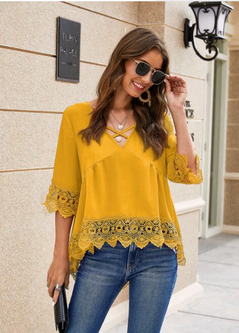 Relaxed Lace Flared Tunic Top