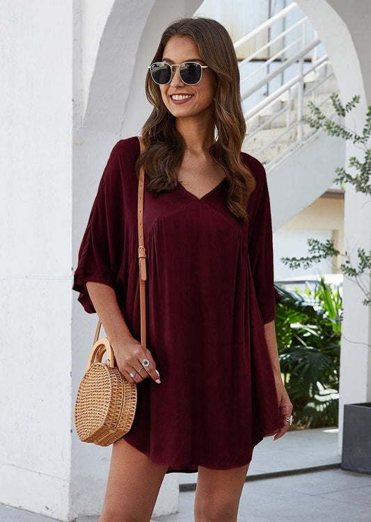 Solid Flowy Mini Dress