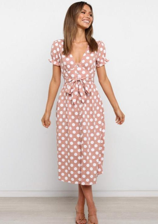 Button Polka Dot Dress