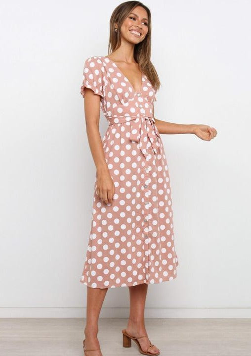 Button Polka Dot Dress