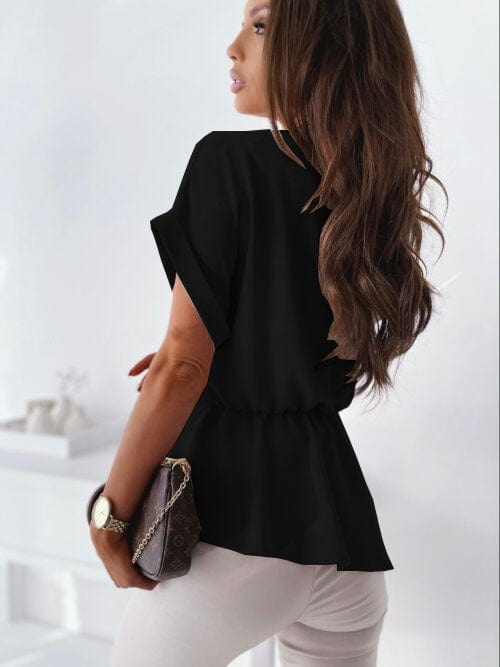 Surplice Neck Belted Blouse