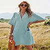 Notched Collar Oversized Tunic Dress