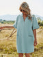 Notched Collar Oversized Tunic Dress