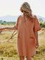 Notched Collar Oversized Tunic Dress