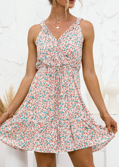 Soft Floral Cross Front Swing Dress