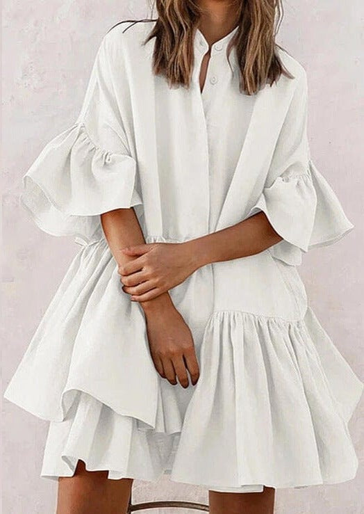 Asymmetrical Ruffle Polo Dress