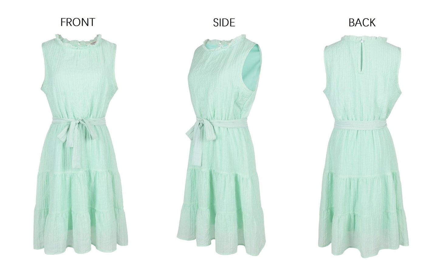 Wrinkled Style Tie Belt Dress