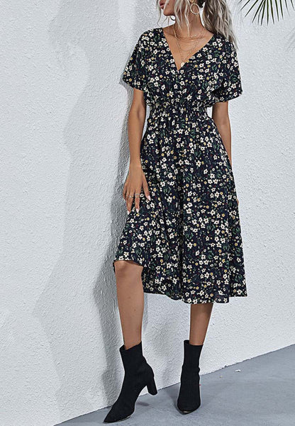 Soft Floral Everyday Cross-Front Dress