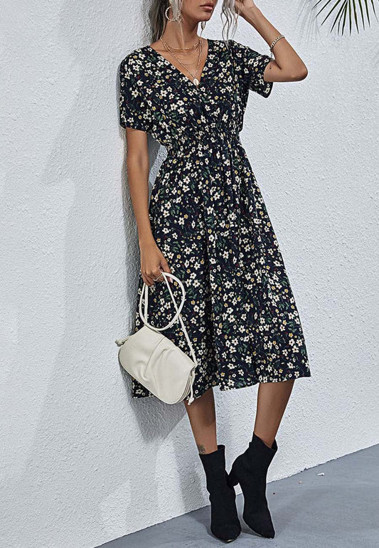 Soft Floral Everyday Cross-Front Dress