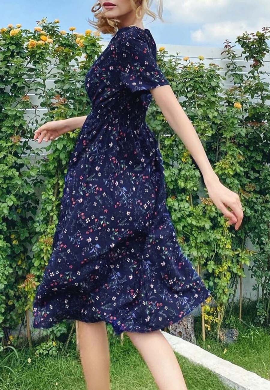 Soft Floral Everyday Cross-Front Dress