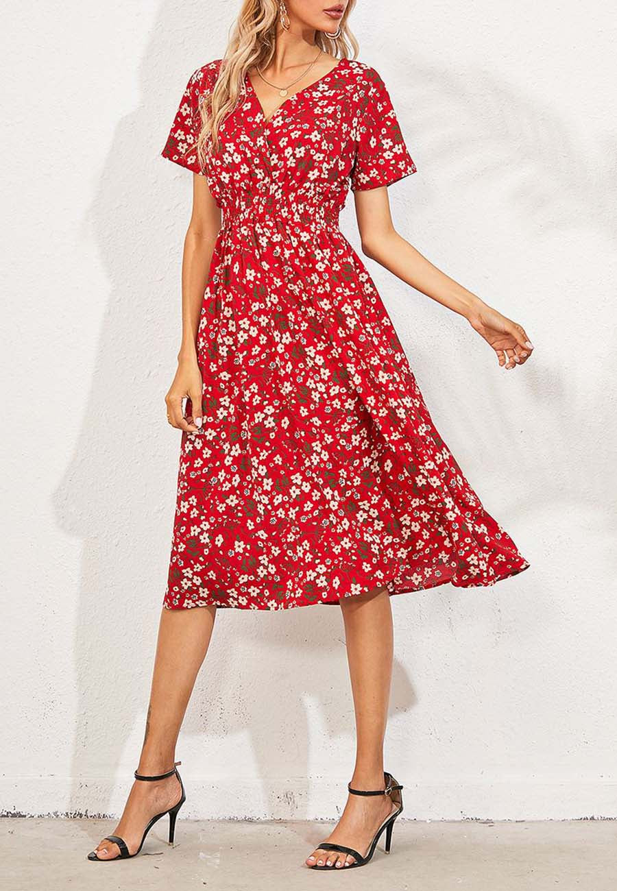 Soft Floral Everyday Cross-Front Dress