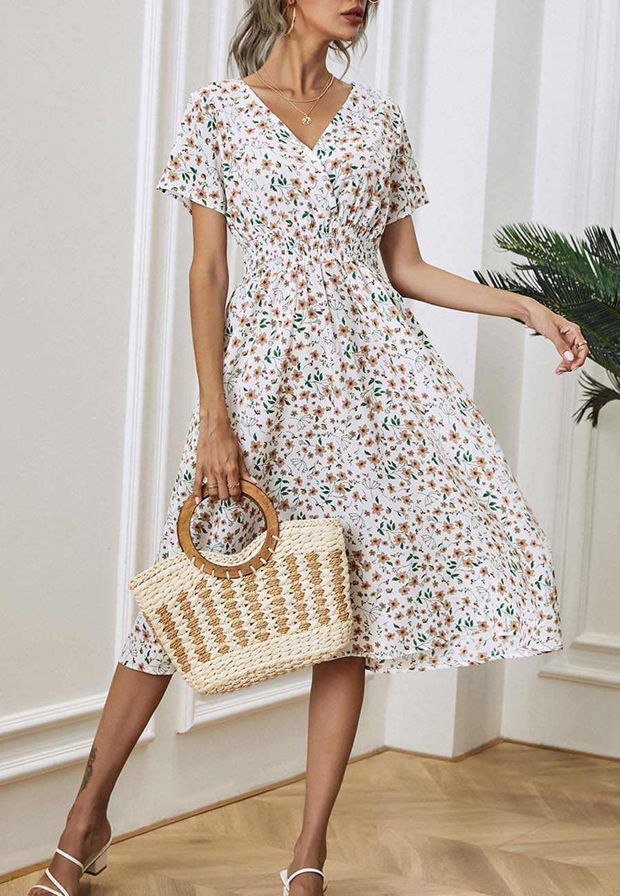 Soft Floral Everyday Cross-Front Dress