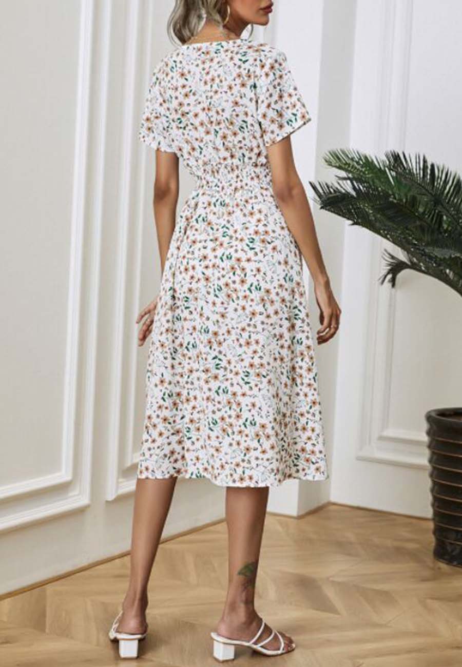 Soft Floral Everyday Cross-Front Dress