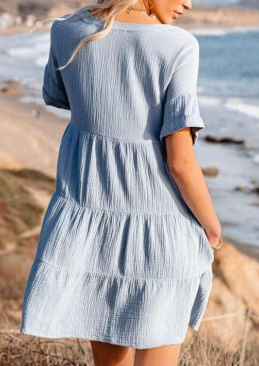 Wrinkled Style Tiered Dress