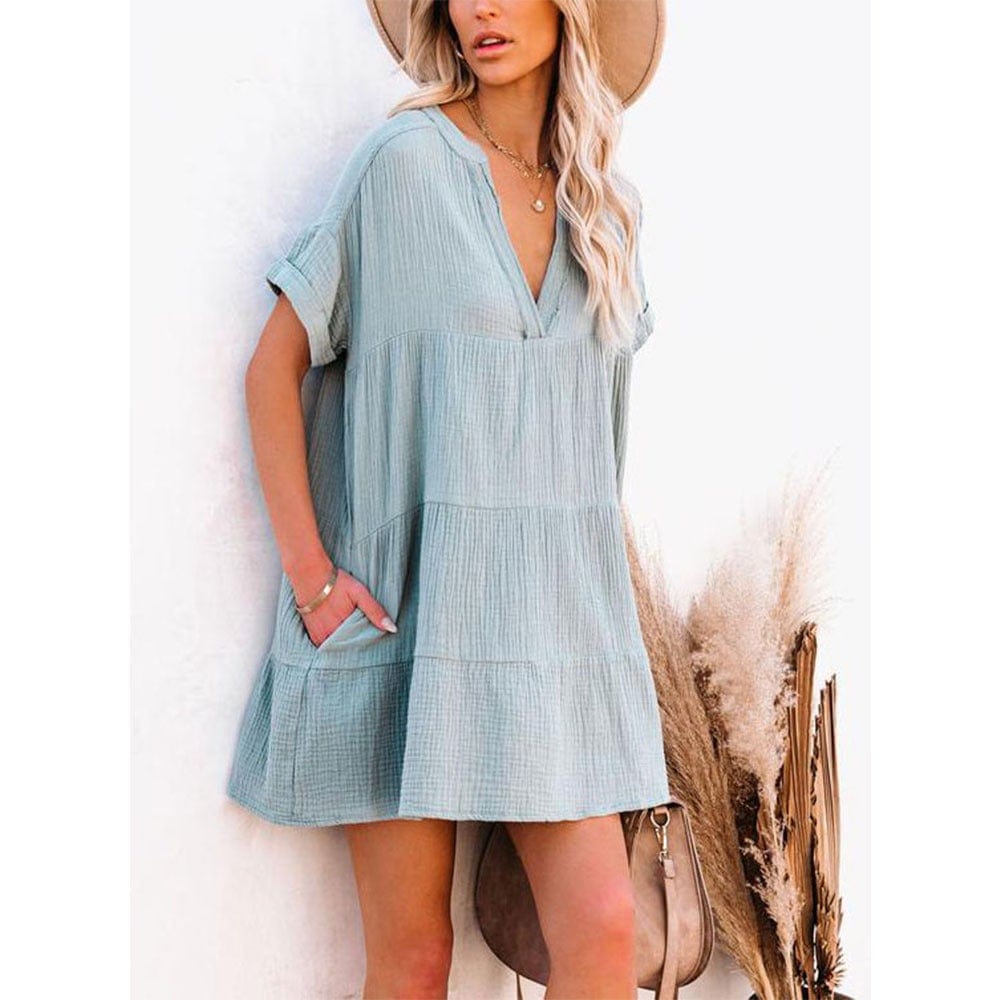 Wrinkled Style Tiered Dress