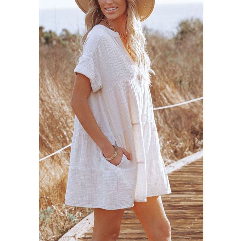 Wrinkled Style Tiered Dress