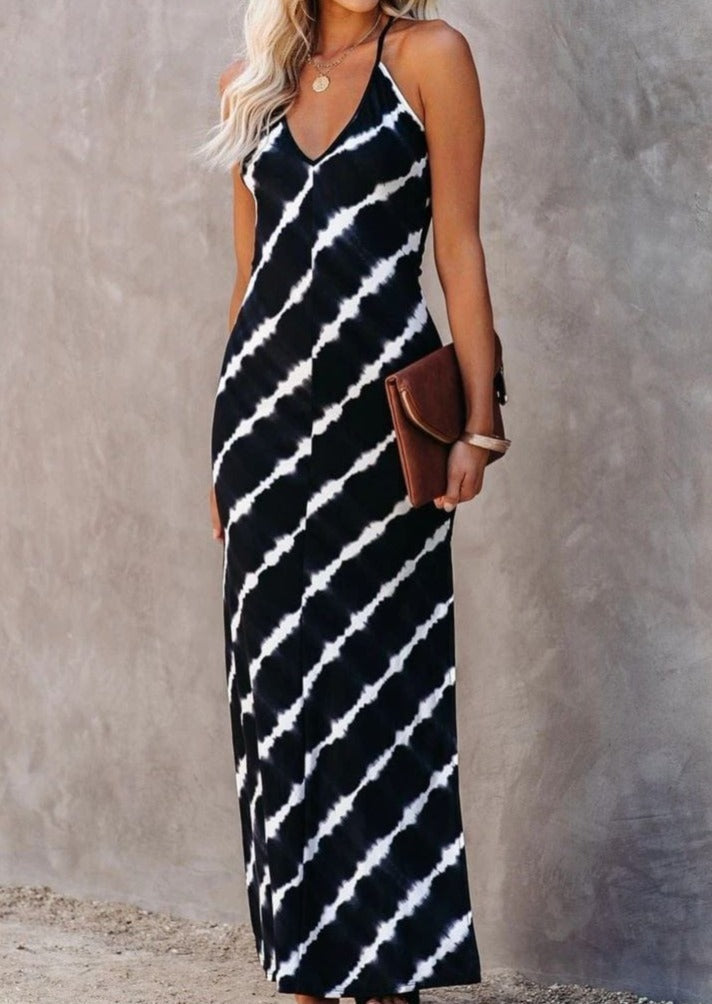 Striped Tie Dye Maxi Dress