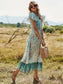 Butterfly Sleeve Printed Boho Dress