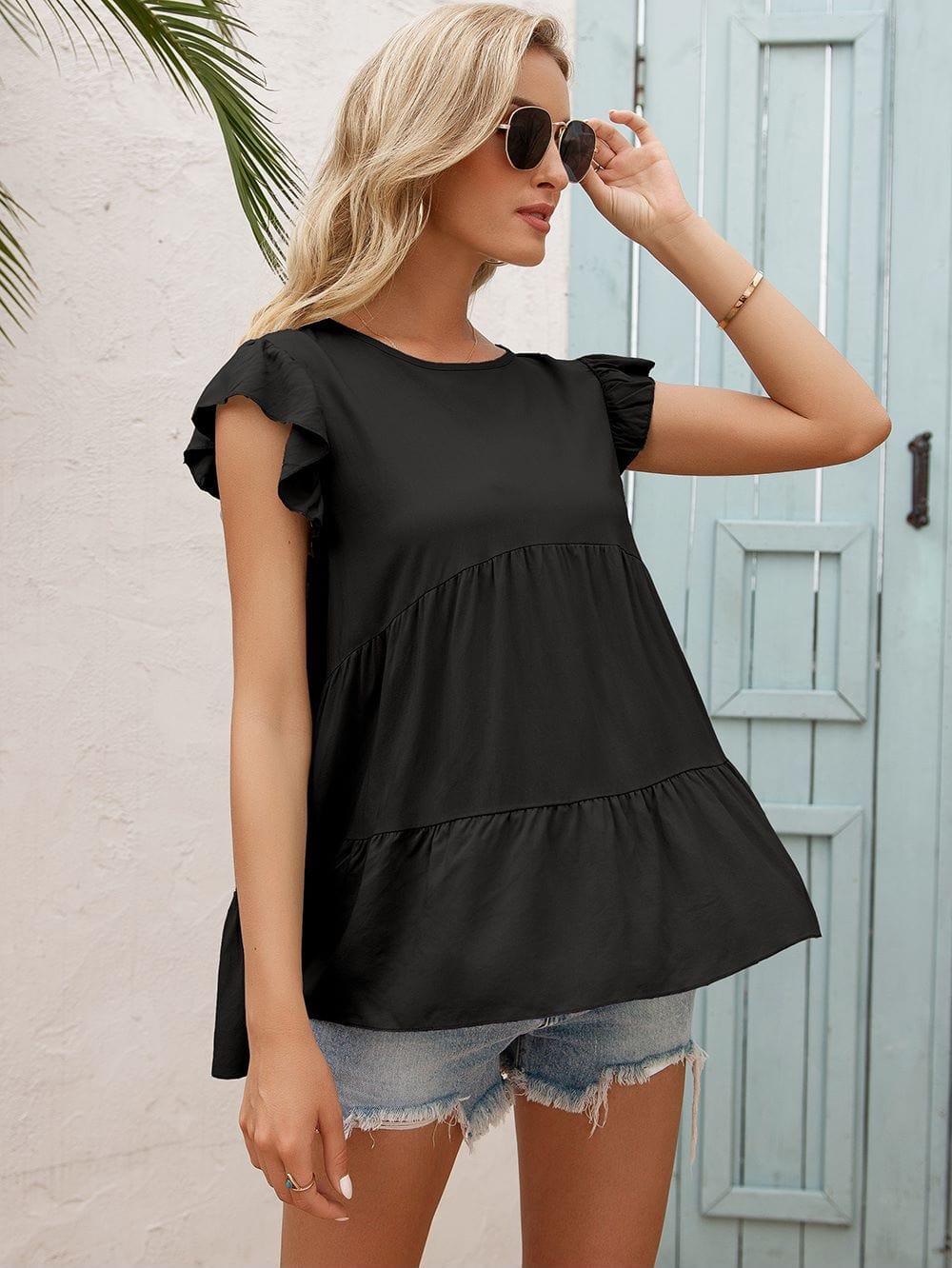 Ruffle Tiered Sleeveless Blouse