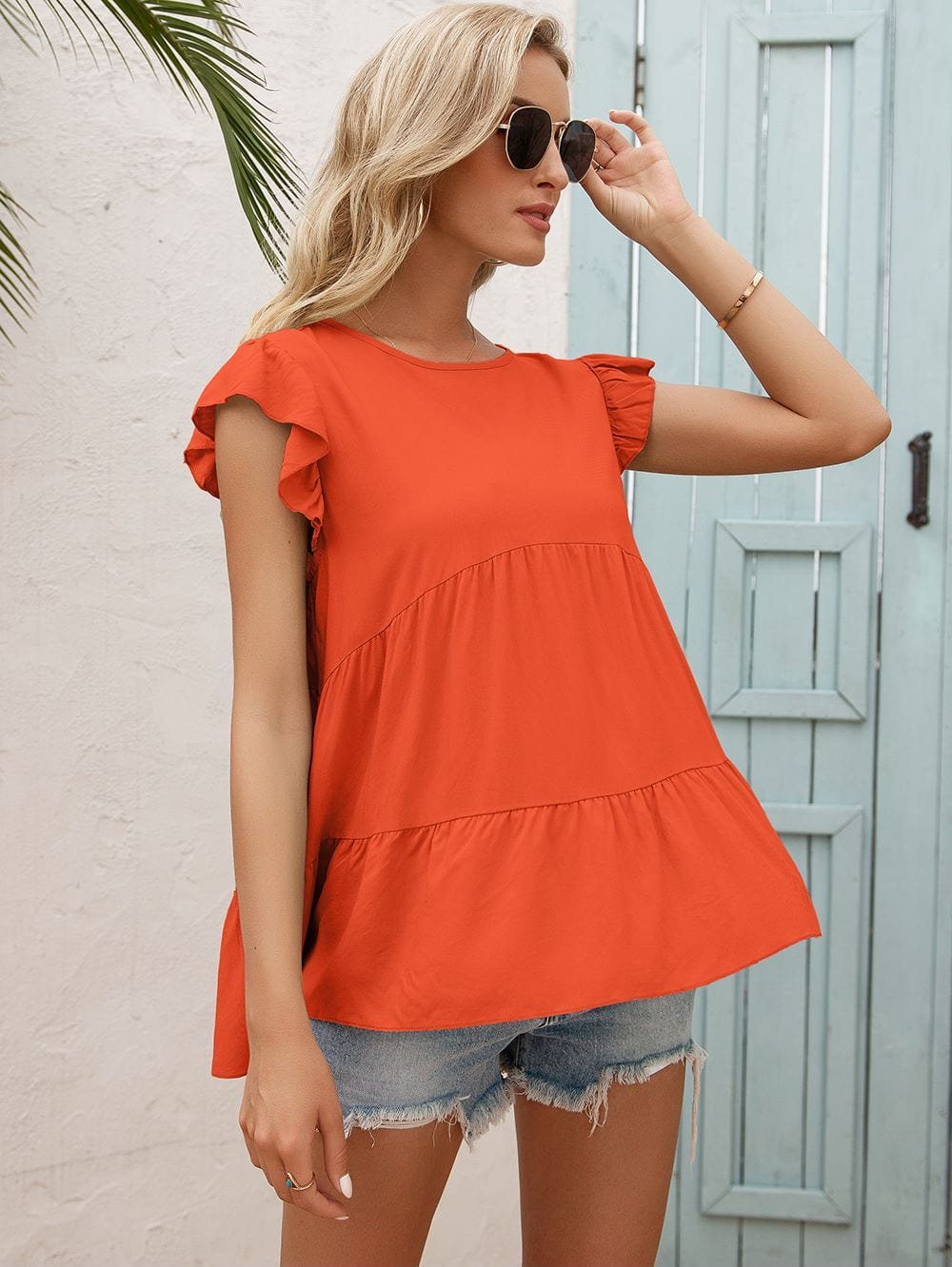 Ruffle Tiered Sleeveless Blouse