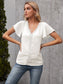 Lace Trim Solid Color Blouse