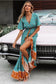 Anna-Kaci Paisley Boho Ruffle Flowy Maxi Dress V Neck Tied Front with Short Sleeves