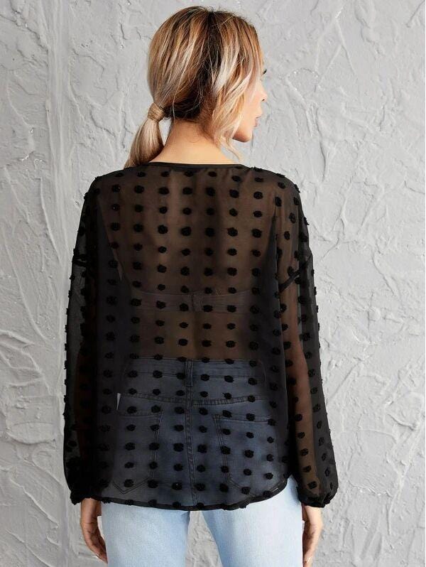 Summer Clip Dot Tie Blouse