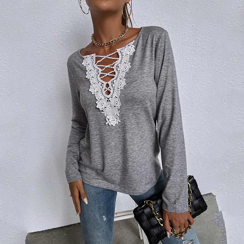 Lace Floral Applique Long Sleeve