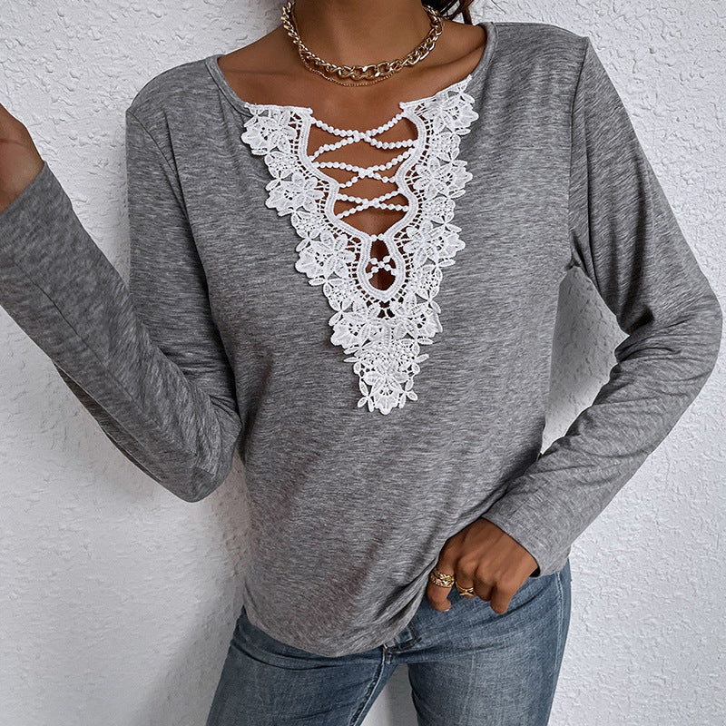 Lace Floral Applique Long Sleeve