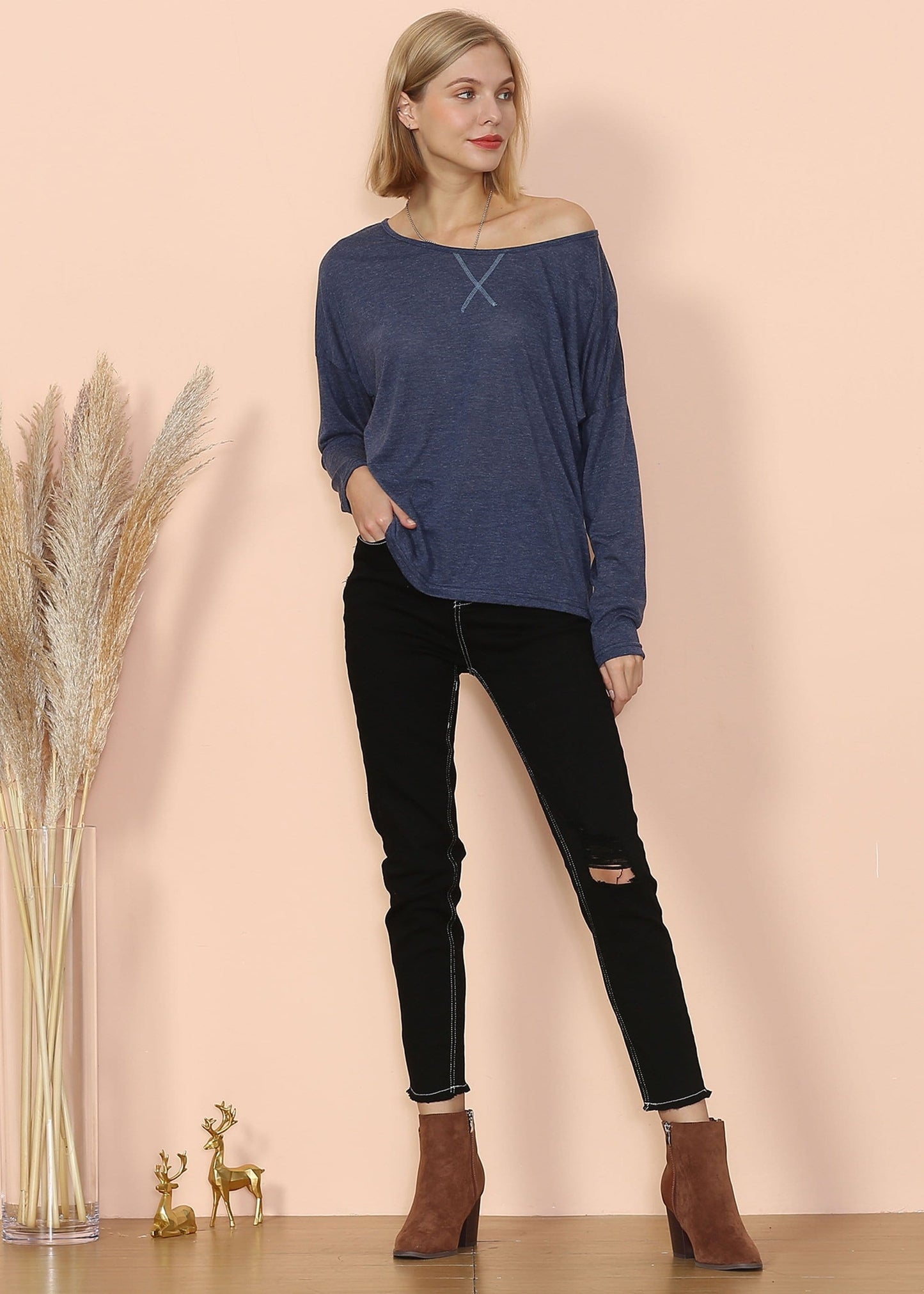 Lux Boatneck Long Sleeve Top