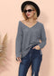 Waffle Knit Pocket Long Sleeve Top