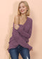 Waffle Knit Pocket Long Sleeve Top