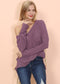 Waffle Knit Pocket Long Sleeve Top